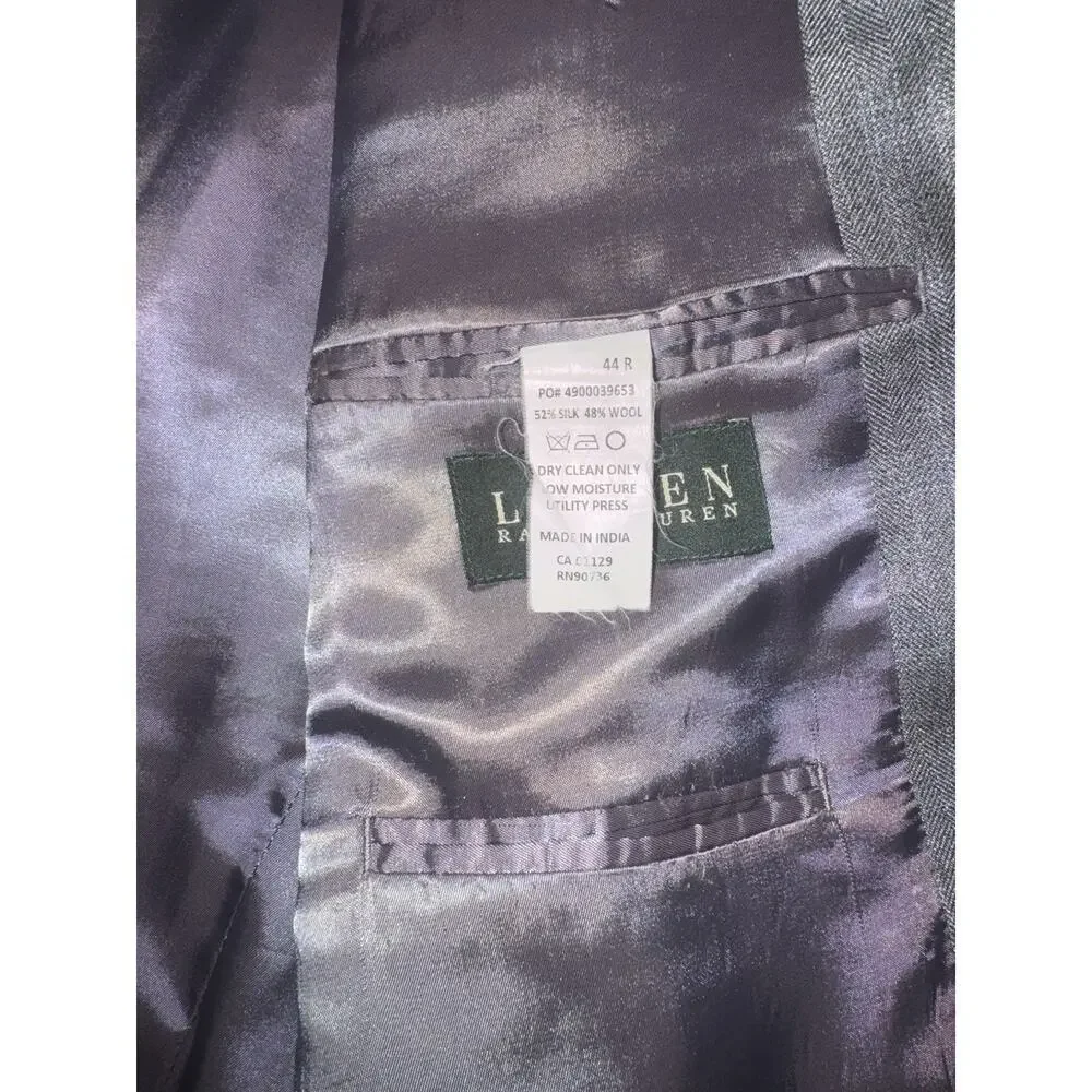 Lauren Ralph Lauren Mens 44R Gray Silk Wool Sport Coat Blazer 2 Button